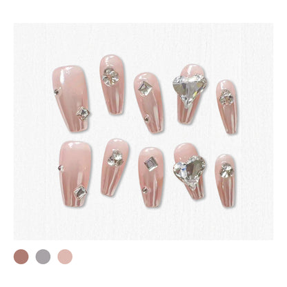 Handmade|Dreamy Crystal-Coffin Nails