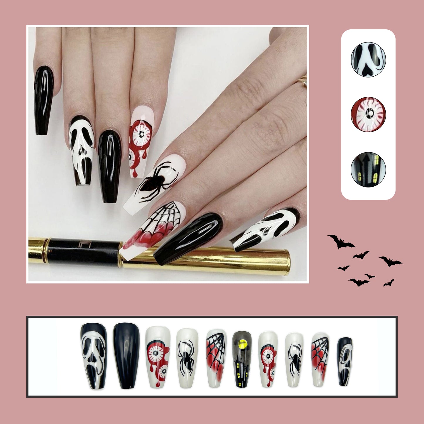 Ghostly Spider Faceoff-Coffin Nails