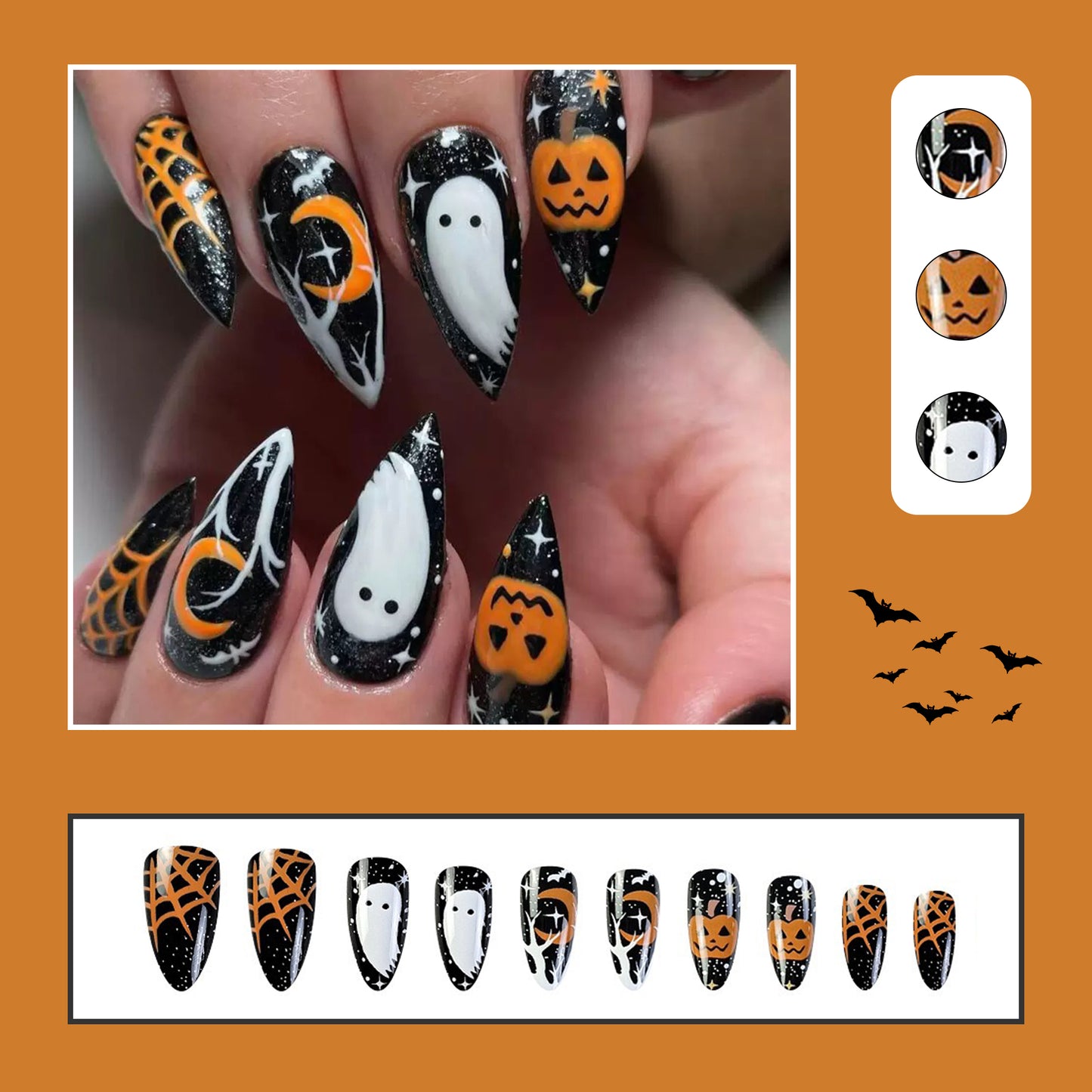 Pumpkin Playful-Almond Nails